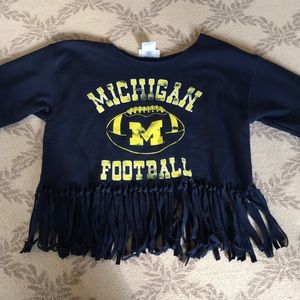 Hannah Sky Michigan Cropped Fringe Sweatshirt